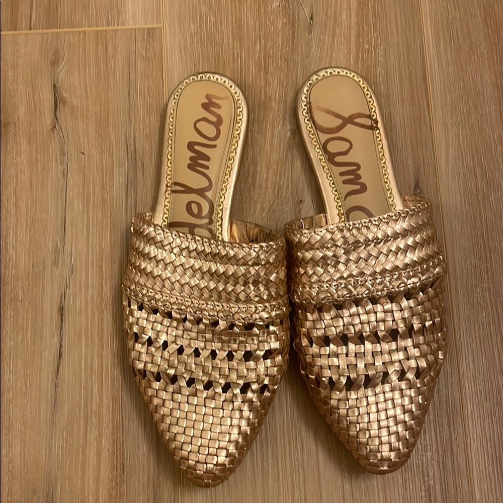 Sam Edelman Gold Woven Mules